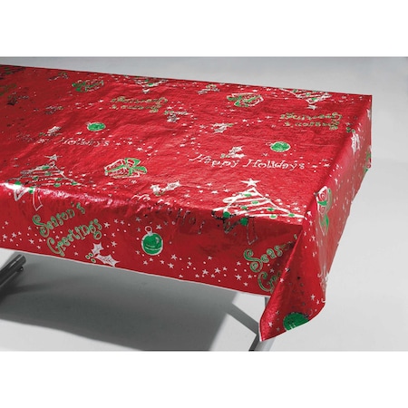 Creative Converting 54" x 108" Metallic Printed Christmas Plastic Tablecloth PK6, 6PK 39132